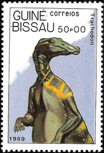 Stamp, Trachodon, Guinea-Bissau,  , Reptiles, Prehistorical Animals, Dinosaurs, Animals (Fauna)