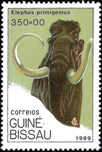 Stamp, Woolly Mammoth (Mammuthus primigenius), Guinea-Bissau,  , Mammals, Prehistorical Animals
