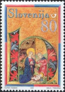 Stamp, Christmas, Slovenia,  , Christmas, Paintings