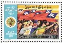 Burmese of various races and flags