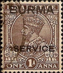 Stamp, King George V Overprint Burma - Service, Myanmar,  , Heads of State, Kings