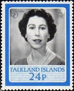 Stamp, 60th Birthday, Queen Elizabeth II, Falkland Islands,  