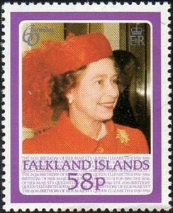 Stamp, 60th Birthday, Queen Elizabeth II, Falkland Islands,  