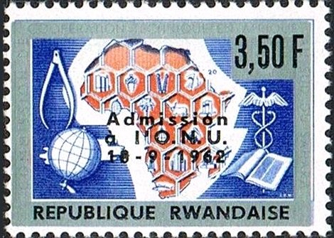 RW-U 217 (Ruanda-Urundi) overprinted with metal color board