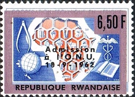 RW-U 217 (Ruanda-Urundi) overprinted with metal color board
