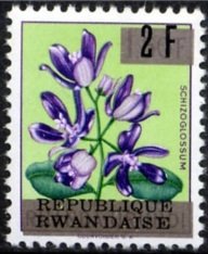 Stamp, RW-U 180 (Ruanda-Urundi) overprint "REPUBLIQUE RWANDAISE", Rwanda,  , Flowers