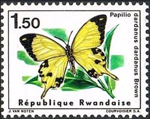 Stamp, African Swallowtail (Papilio dardanus), Rwanda,  , Butterflies