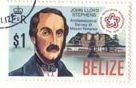 Stamp, John Lloyd Stephens (1805-1852), Mayan temple, Belize,  , Temples