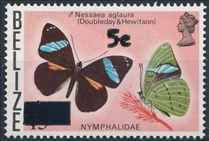 Stamp, Common Olivewing (Nessaea aglaura) - Overprinted, Belize,  , Butterflies