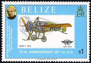 Stamp, Avro F, 1912, Belize,  , Aviation, Aircrafts
