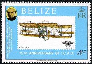 Stamp, Cody, 1910, Belize,  , Aviation, Aircrafts