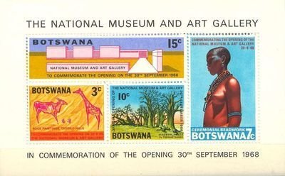 Souvenir Sheet, Opening of the National Museum, Botswana,  , Museums, Art, Rock Art and Cave Paintings