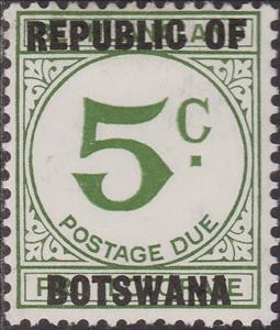 Stamp, Large Centre Numeral, Botswana,  