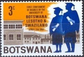 Stamp, University Buildings and Graduates, Botswana,  