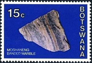 Stamp, Moshaneng banded marble, Botswana,  , Minerals, Rock