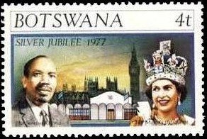 Pres. Seretse Khama and Elizabeth II.