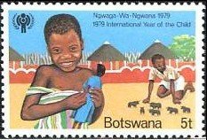 Stamp, Children playing, Botswana,  