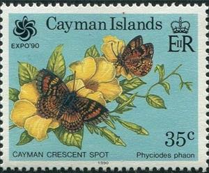 Stamp, Phaon Crescent (Phyciodes phaon), Cayman Islands,  , Butterflies