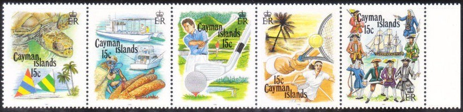 Se-tenant, Strip of 5, Cayman Islands,  