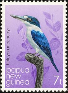 Stamp, Forest Kingfisher (Halcyon macleayii), Papua New Guinea,  , Birds, Kingfishers