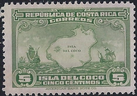 Map of Cocos Island and Ships of Columbus