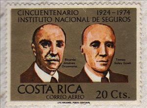 Stamp, Ricardo Jiménez Oreamuno and Tomás Soley Güell, horiz, Costa Rica,  