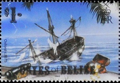 Stamp, Oxford 1675, Belize,  