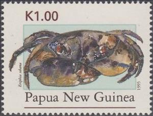 Stamp, Smooth Redeye Crab (Eriphia sebana), Papua New Guinea,  