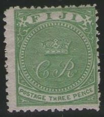 Stamp, Crown and CR, Fiji,  