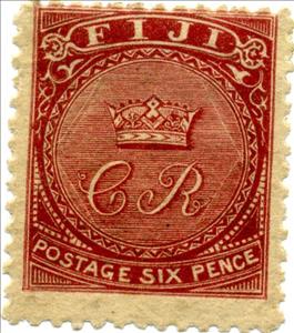 Stamp, Crown and CR, Fiji,  