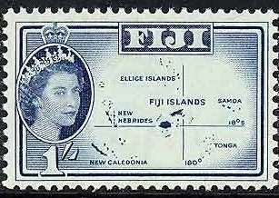 Stamp, Map, Fiji,  