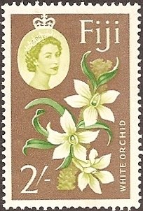 Stamp, White Orchid, Fiji,  , Orchids