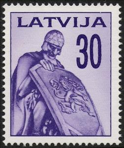 Stamp, Ancient Warrior – Fragment of the Brethren Cemetery, Latvia,  , Monuments, Sculptors