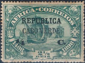 Stamp, Fleet of Vasco da Gama on the run - on Africa stamp, Cabo Verde,  