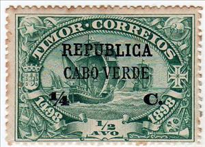Stamp, Fleet of Vasco da Gama on the run - on Timor stamp, Cabo Verde,  