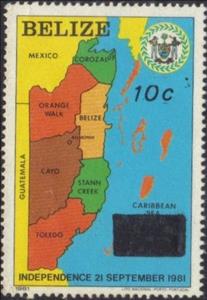Stamp, Surcharged, Belize,  , Maps