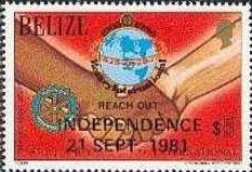 Stamp, Emblem and handshake, Belize,  