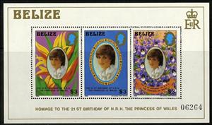 Souvenir Sheet, Princess Diana of Wales, Belize,  , Royalty