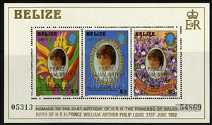 Souvenir Sheet, Princess Diana of Wales, Belize,  , Royalty