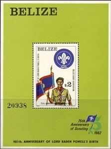 Souvenir Sheet, Scout with flag, Belize,  , Flags, Uniforms, Scouting