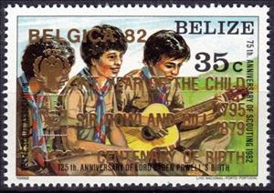 Stamp, Scouts playing music, Belize,  , Scouting