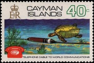 Stamp, Cable,Turtle,Telephone, Cayman Islands,  , Telephones, Sea Life, Turtles