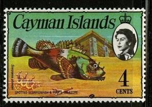 Stamp, Spotted Scorpionfish (Scorpaena plumieri), Crown, Treasure C, Cayman Islands,  , Fishes