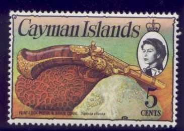 Stamp, Pistol, Knobby Brain Coral (Diploria clivosa), Cayman Islands,  , Weapons