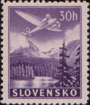 Stamp, Airmail Stamps, Slovakia,  , Lakes, Aircrafts