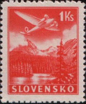 Stamp, Airmail Stamps, Slovakia,  , Lakes, Aircrafts