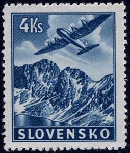 Stamp, Airmail Stamps, Slovakia,  , Mountains, Aircrafts