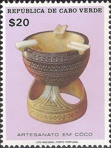 Stamp, Crafts in Coconut, Cabo Verde,  