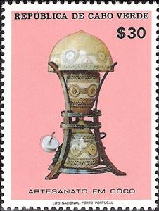 Stamp, Crafts in Coconut, Cabo Verde,  