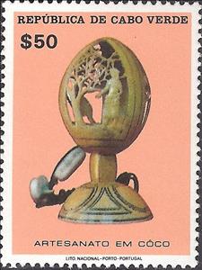 Stamp, Crafts in Coconut, Cabo Verde,  